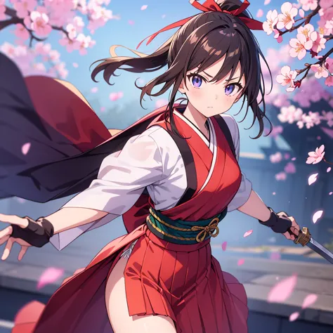 detailed eyes,  beautiful, detailed background, perfect eyes,
 source_anime, very aesthetic, anime coloring,  masterpiece, Official Art,
break,
Dark blue background,  Cherry Blossom Petals , action effects,
cowboy shot, Dynamic Angle,
Serious, dynamic pose...