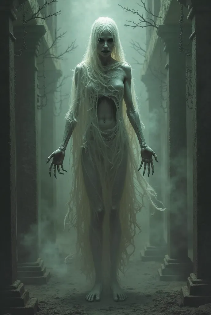 An emaciated ghost woman 