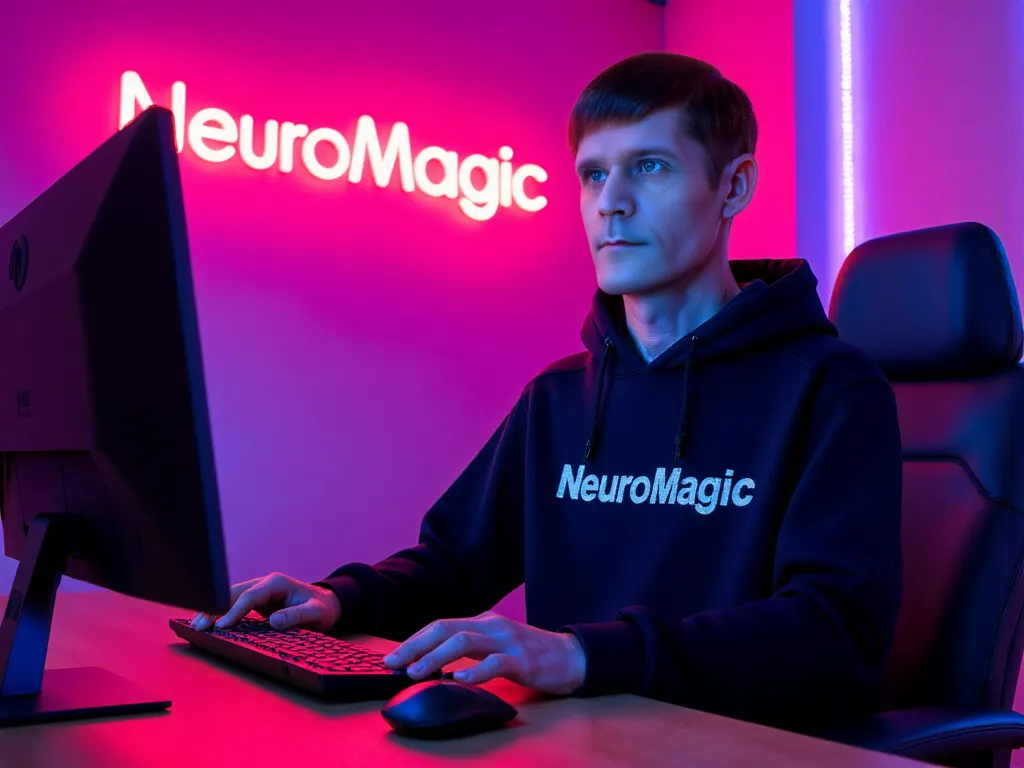 Close-up portrait of an adult young man, probably in his early 30s, of European ethnicity.  He is sitting at a wooden desk and working on a computer.  His facial expression is neutral, focused on the camera, suggesting concentration rather than overt emoti...