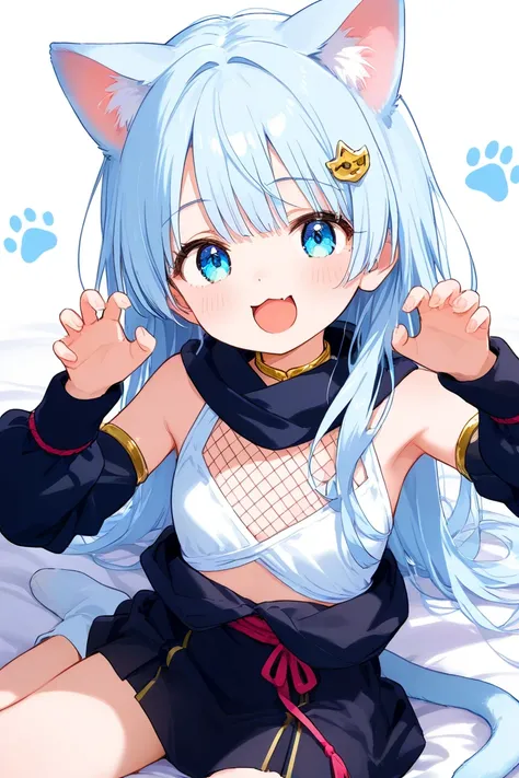  girl、 Kunoichi、Cat ears、 Gold、 light blue eyes