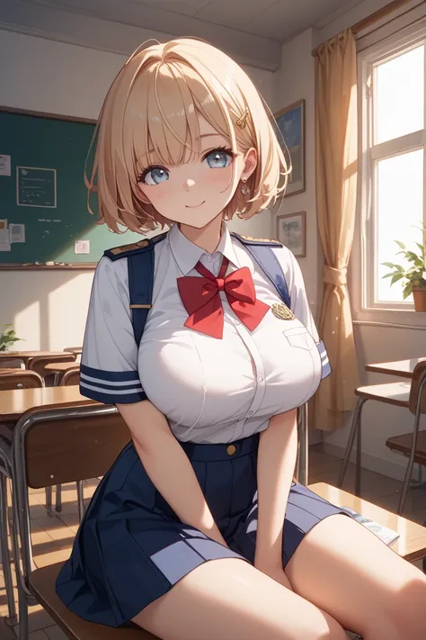 cute、Big Breasts、HD、short hair、 Gold、uniform、schools、Licensed、 sitting、There are also ren in the class