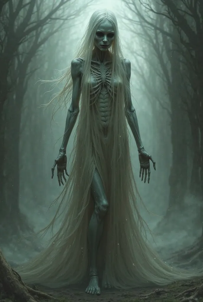 An emaciated ghost woman 