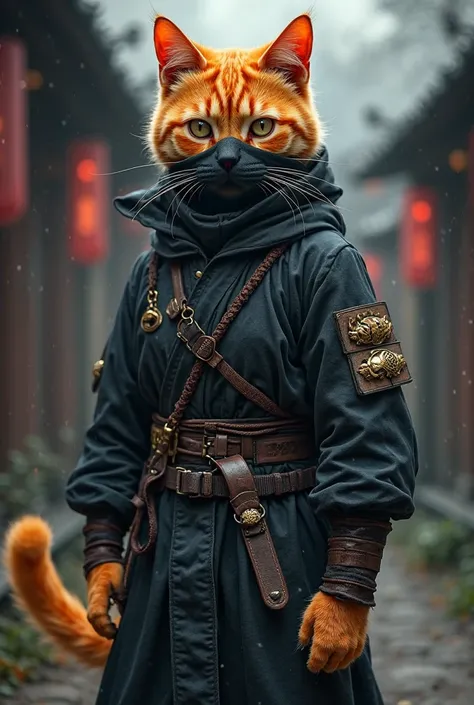 Orange Cat in Hattori Katun Ninja Costume