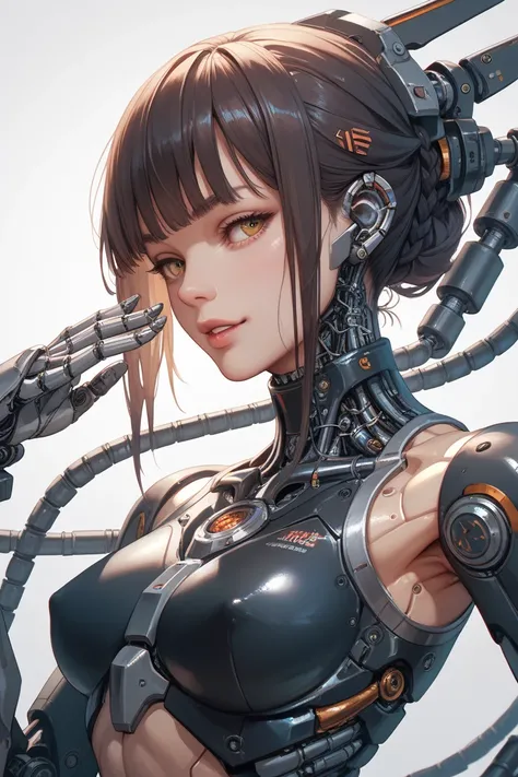 A complex mechanical body, Android ,, LED ,Metal,Metal,  HD ,  best quality,   HD ,  anatomically correct ,  Very detailed,  超 HD,   Textured skin  , Sharp details, bangs, 