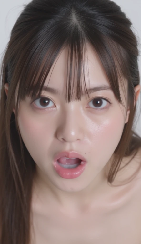   High resolution photo of a young Japanese female idol leaning forward to accentuate her cleavage,  intricate details,   sharp concentration,  alone,  1 girl,  focus on the face ,   face up ,  looking at the camera ,  pale skin,  detailed faces,  detailed...