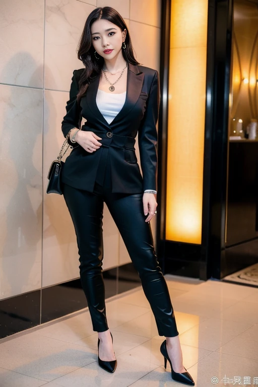   pornographic actress、Play an elegant upper class elite secretary wearing a business shirt 、28 years old ,    full body shot 、Bust 90cm / Waist: 67cm / Height 97 cm hips：162cm
、(enamel black slated pumps、pin heels)、 (necklace 、 bracelet 、Earrings、ring、 Wa...