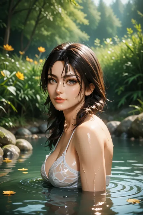 Tekken, sexy julia chang, UHD, In the background a lake ,  totally wet , 