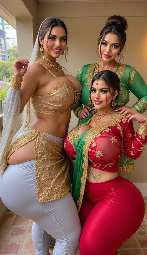 Two muslim womn white shiny  , big breasts, showing long green transparent Saira I  torn
I am 40 year old plus size tall and big giant indian muslim hijab women, looking like indian actress hansika motwani, wearing a black boarded sleeveless transparent go...