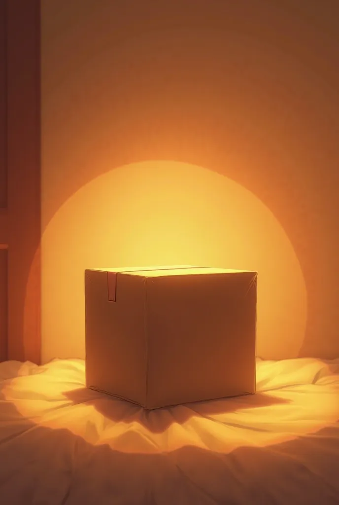 anime style brown box.  warm lighting  