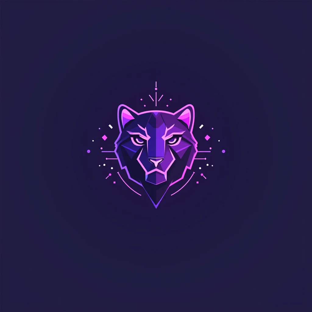 Create a modern and sleek logo for 'Jaguar Bot', a Telegram bot that manages groups. The design should prominently feature the color purple, conveying a sense of innovation and technology. Incorporate elements that represent both a jaguar and digital commu...