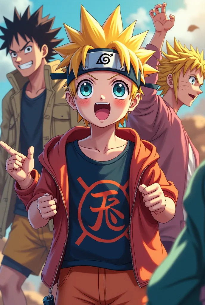 An image with the name Cla Otaku with images of Naruto ,dragon ball,one pice ,Slight background