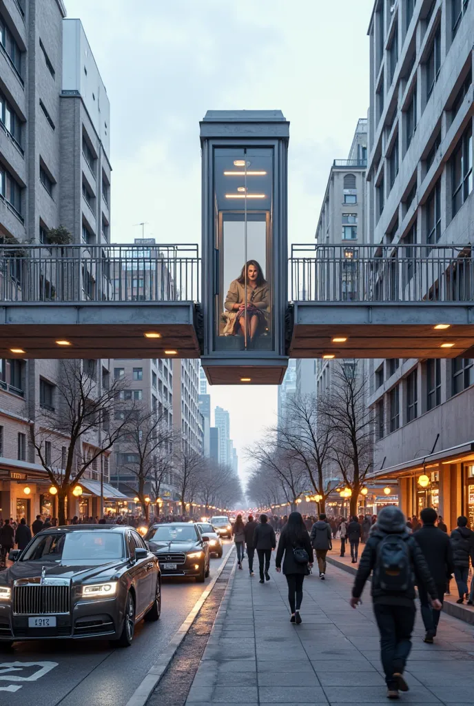 pedestrian footbridge with elevator 