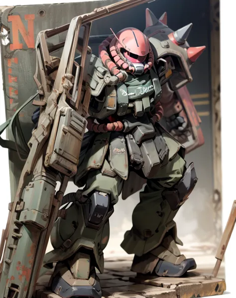 Zaku、Zaku， stylish man wearing armor、 dynamic pose 、 BLACK COLOR、Three bodies lined up 