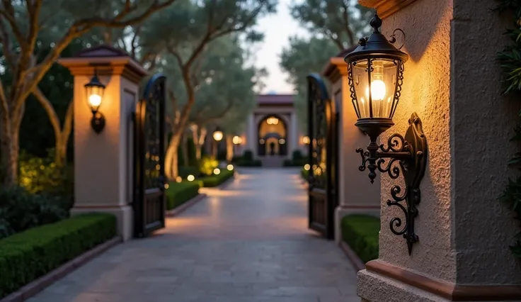 gate light mounted on resort entry gate