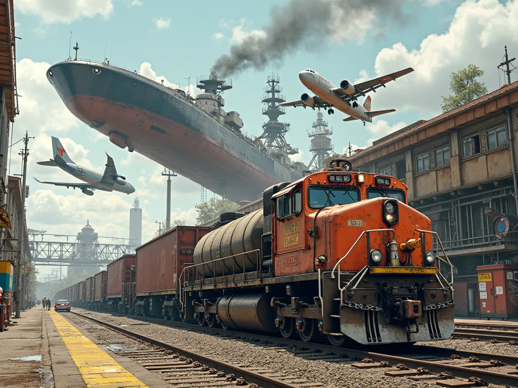 ship, plane,  train, truck