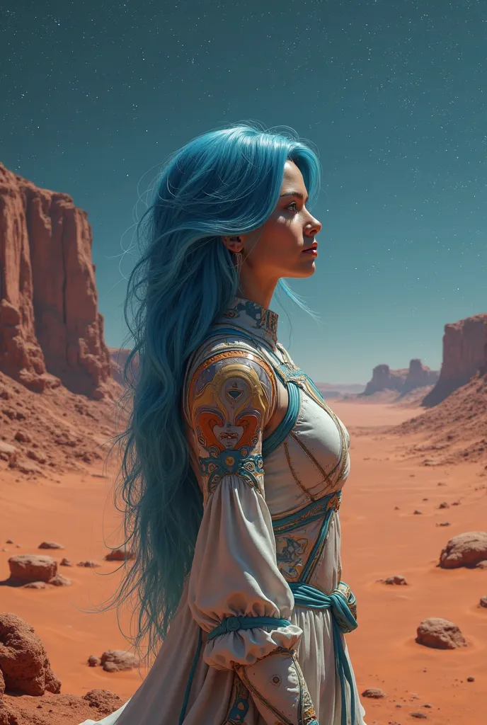 Mars, female with blue hair 