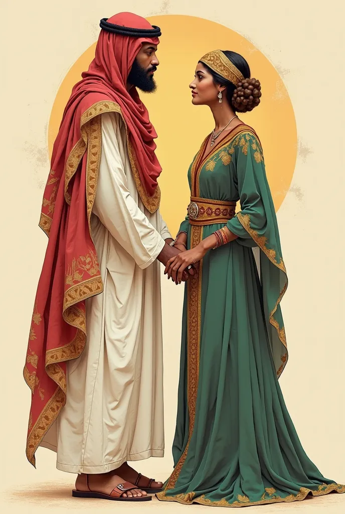 Graphic design for a man wearing a jalabiya and a woman wearing a Sudanese dress