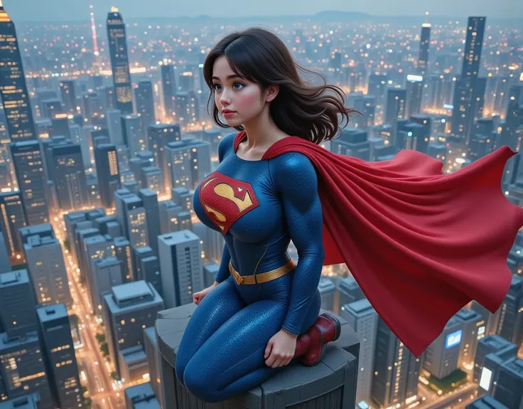 The wind whips around a 16-year-old Japanese girl perched atop a Tokyo skyscraper. She's dressed in a meticulously detailed 1980s blue Superman suit, the surface a tapestry of millions of tiny, raised 3D dots. The long red cape billows dramatically behind ...