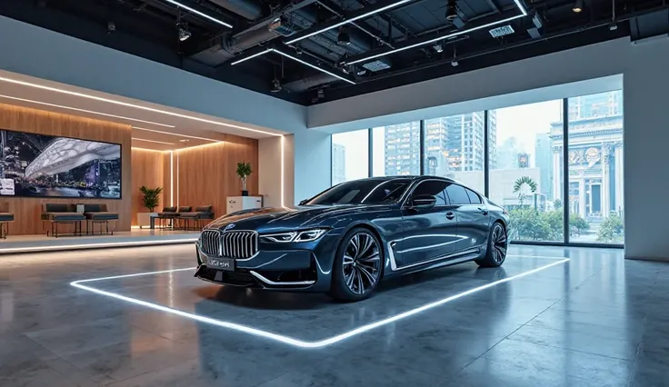 2025 BMW i7 Interior of the car stand of the car in at luxury showroom 