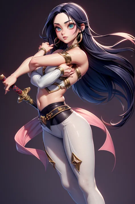 Mini shanoa castlevania, (shanoa castlevania), only, ray tracing, 3D style, 3dmm, fully body,(from front view),(Costas Issue), (Emist on the left), show flat belly, (((poses per photo))),(perfect ass), Perfect and symmetrical eyes, (perfect handuturistic s...