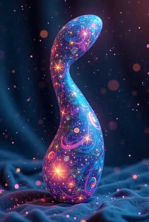 A colorful vibrator with a galaxy and planets theme, designed for use by a couple of two women, a design inspired by characters from this theme.