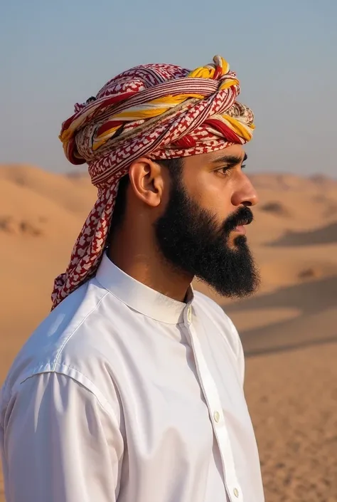 arafed man in a white shirt and a colorful hat, mohamed chahin, riyahd cassiem, wearing traditional garb, profile portrait, in profile, profile shot, captured on canon eos r 6, inspired by Abdullah Gërguri, chambliss giobbi, photo of a man, colorful pictur...