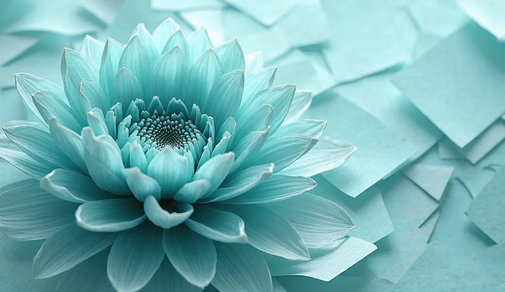 create a large single flower picture, multiplicity of documents, mint blue color