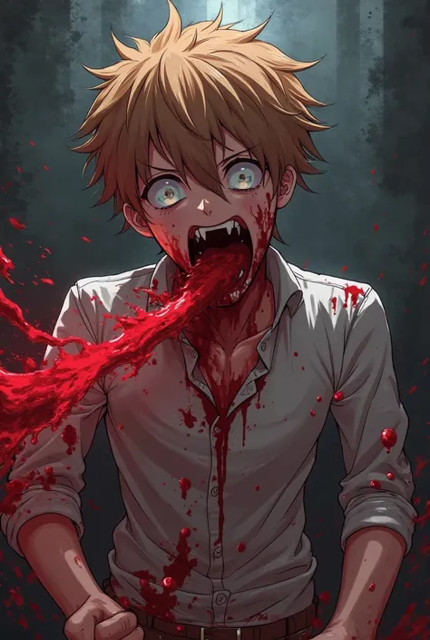 I want a picture of an anime character spitting blood and dying 