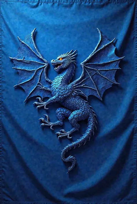 Make a blue flag with a blue dragon on it for an interclass 
