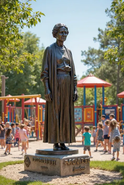 Statue in a playground by MARIA MONTESSORI 