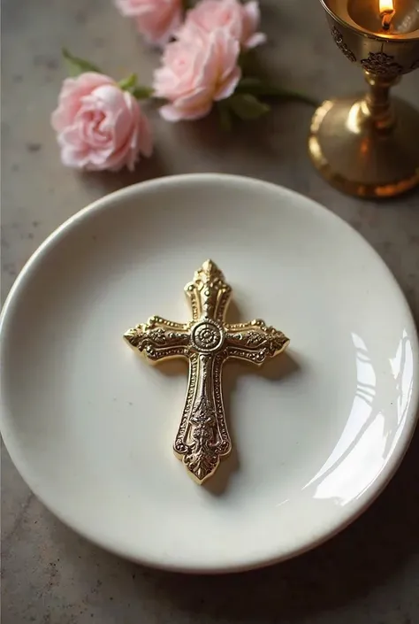 cross shaped ornament stuffed on a plate