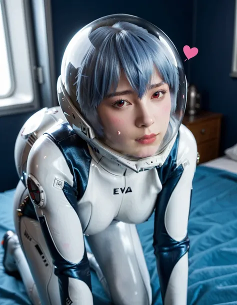 (spacesuit:1.15), , eva helm, eva helm,, space helmet masturbation, sweat, blushing, , looking at the audience,, indoors,masterpiece, best quality, 1girl, solo, {{{very short hair:1.7}}}, pread legs, , , short hair, ,(heart sayings:1.2)space helmet, space ...