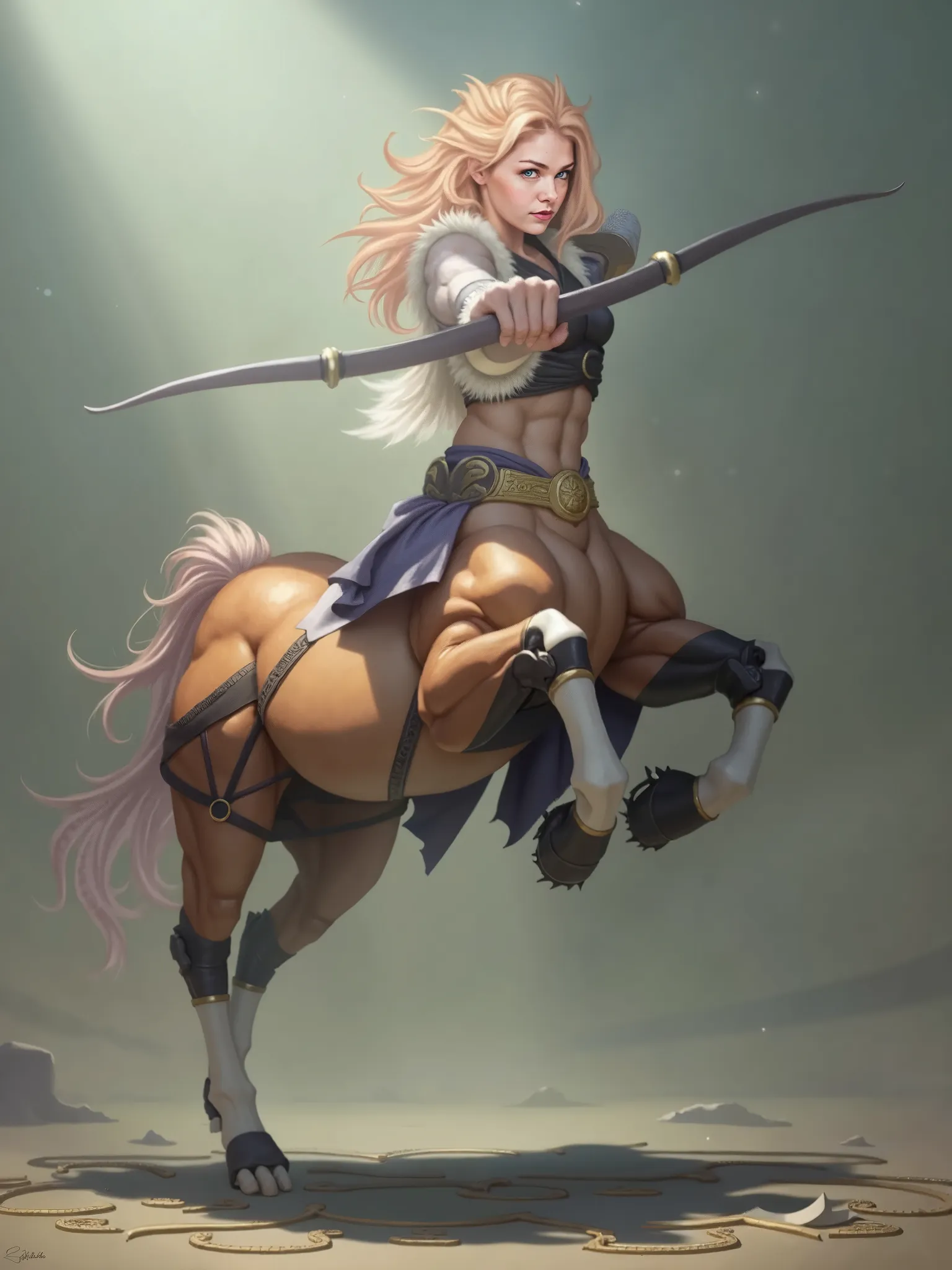 (A blond centaur who drew a bow and arrow:1.4) Centaur Chimera, 