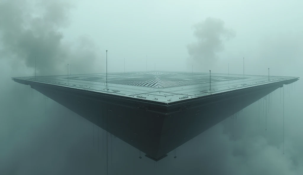 Create a huge floating platform on a smoky background