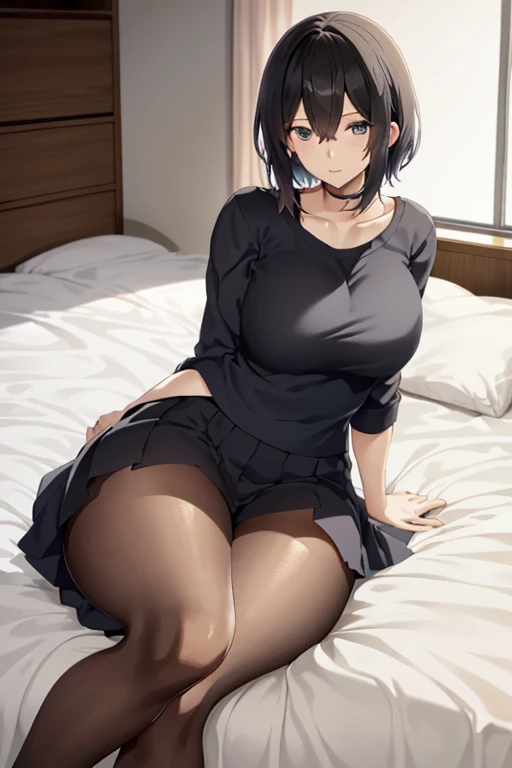 Yukino,  坐到On the bed   with her legs crossed, seductive Anime Girl, , attractive Anime Girl, cute Anime Girl, Anime Girl,   躺在她的On the bed  , (Anime Girl),  Best Anime Girl ,  躺On the bed  ,  On the bed  , an Anime Girl, pretty Anime Girl，Black Pantyhose，...