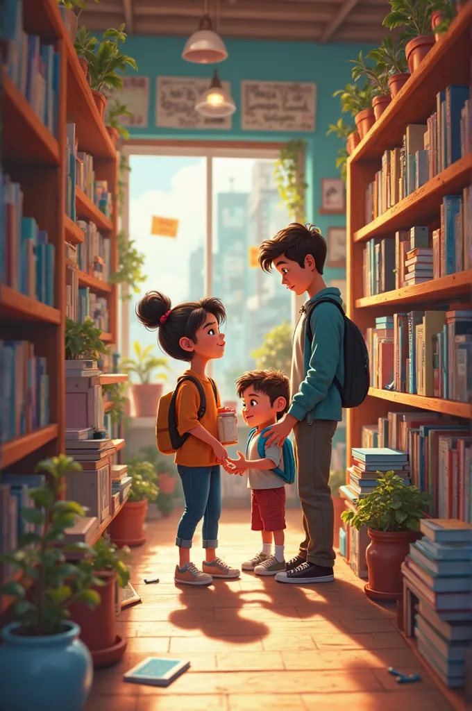 You can generate images showing ren buying school supplies with their parents in a neighborhood bookstore, in the province of San Juan,  ARGENTINA ?