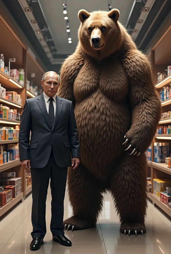 Putin and bear in the store realistically