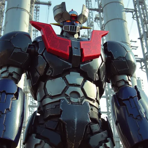  Modified Mazinger Z ,  Mazinger Z is 100 meters tall.   Constructed with modern materials such as steel  ,   Carbon Fiber  ,   Other industrial elements are also visible  ,  Just like the real thing  ,    I'm standing ahead at the height of a high-rise to...