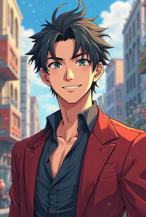 Anime pictures handsome hero smiling