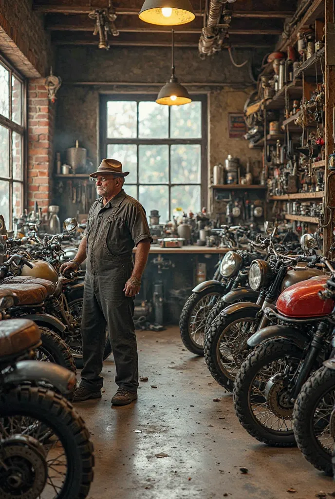 An antique motorcycle workshop 