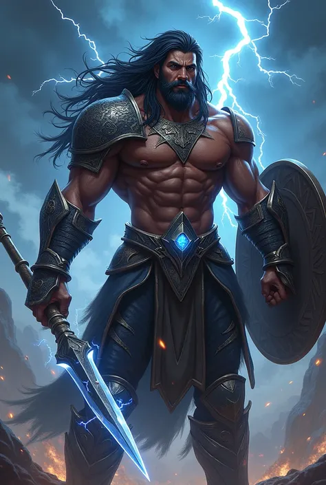 Harzath, an imposing warrior of hybrid origin, combines primitive brutality with spiritual majesty. He has a massive and muscular physique,  inherited from her father , and his dark brown skin, marked by whitish tribal symbols. His eyes shine like incandes...