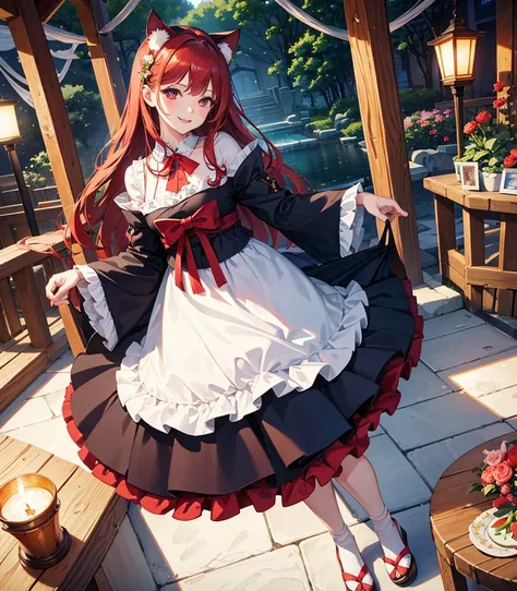 　 red hair 　 red eyes　solo　smile　 laughing　smile　cute　Mysterious　　 skirt　day本　Japan 　Idol　Fluffy Costume　Panniers　 Lolita　cat　catのday　Cat　２moon２２day　 sexy　sexy　