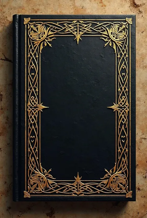  Beautiful,  reserved , NARROW book cover frame. Under medieval manuscripts. Celtic ornaments Gold on black.  inscription at the bottom "fairy tales"