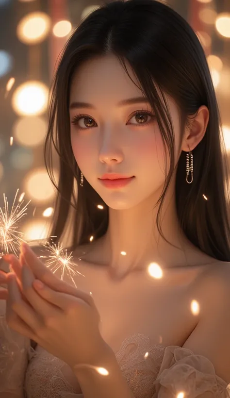 (  Super Cute Young Face  :1.1),(  Sparkling Clear Glamorous Eyes  :1.1), (Japanese idol's face :1.1),  Very Beautiful Cute Girl  ,,(18 years old:1.2),Delicate, smooth and soft long black straight hair, fair skin,(Happy and cheerful smile ),Professional Po...