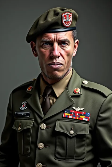 Create image of a man in military uniform with beret 