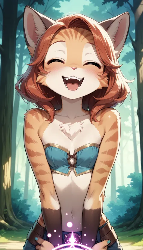 1 Beautiful Girl , cute fur , Furry, Cat face, Cat girl, Hands of the opposite sex touch the jaw, (Alluring, smile, Very satisfied,  open your mouth, tooth, Cat&#39;s paw, nail), anime style, ( small tits),  petite body, very cute, (bust shot), adorable ex...