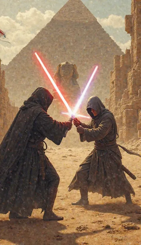 Star Wars, Fight with, Ancient Egypt,  flag, a somber atmosphere,