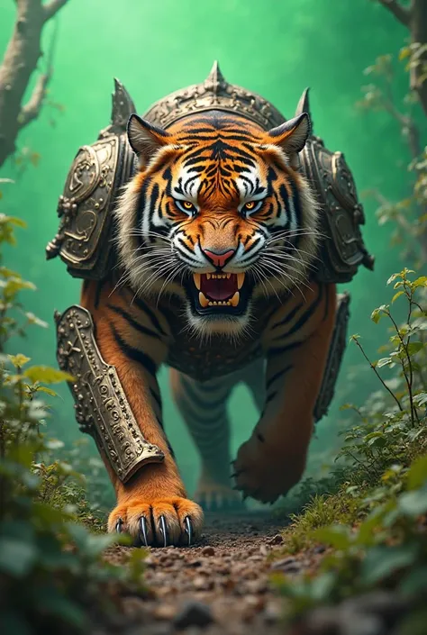 Armored tiger
With fully green screen background 