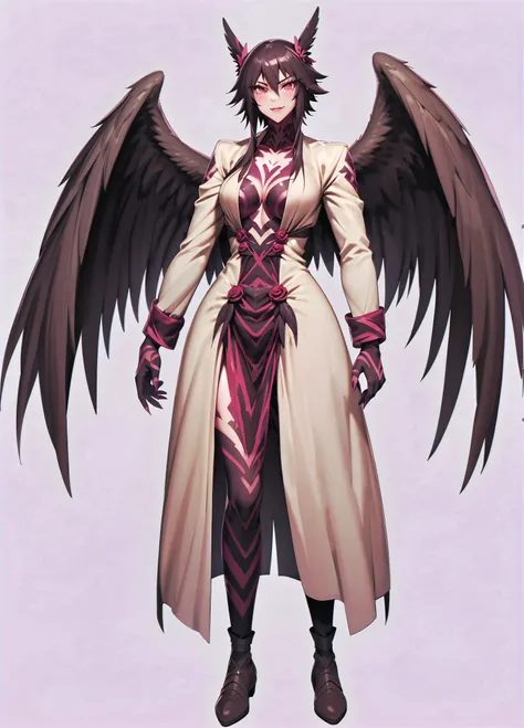 Close up of anime  monster girl ,  monster girl ,  white coat, Anime Characters. Full Body Art, Lovecraft&#39;Secretary from Another World, Beautiful eagle-owl human woman,  monster girl , Lucio as a woman