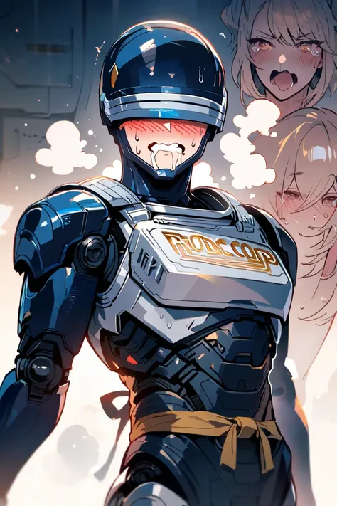 (Mikazuki Munechika  ), ( high quality)fem boys , Robocop, pretty face,  beauty,  Skinny and muscular,  blush all over face , Wavy Mouth,  sash,  looks away,  saliva , sweat, boys ,  short hair,  blush all over face , Wavy Mouth,  sash,  looks away,  saliv...